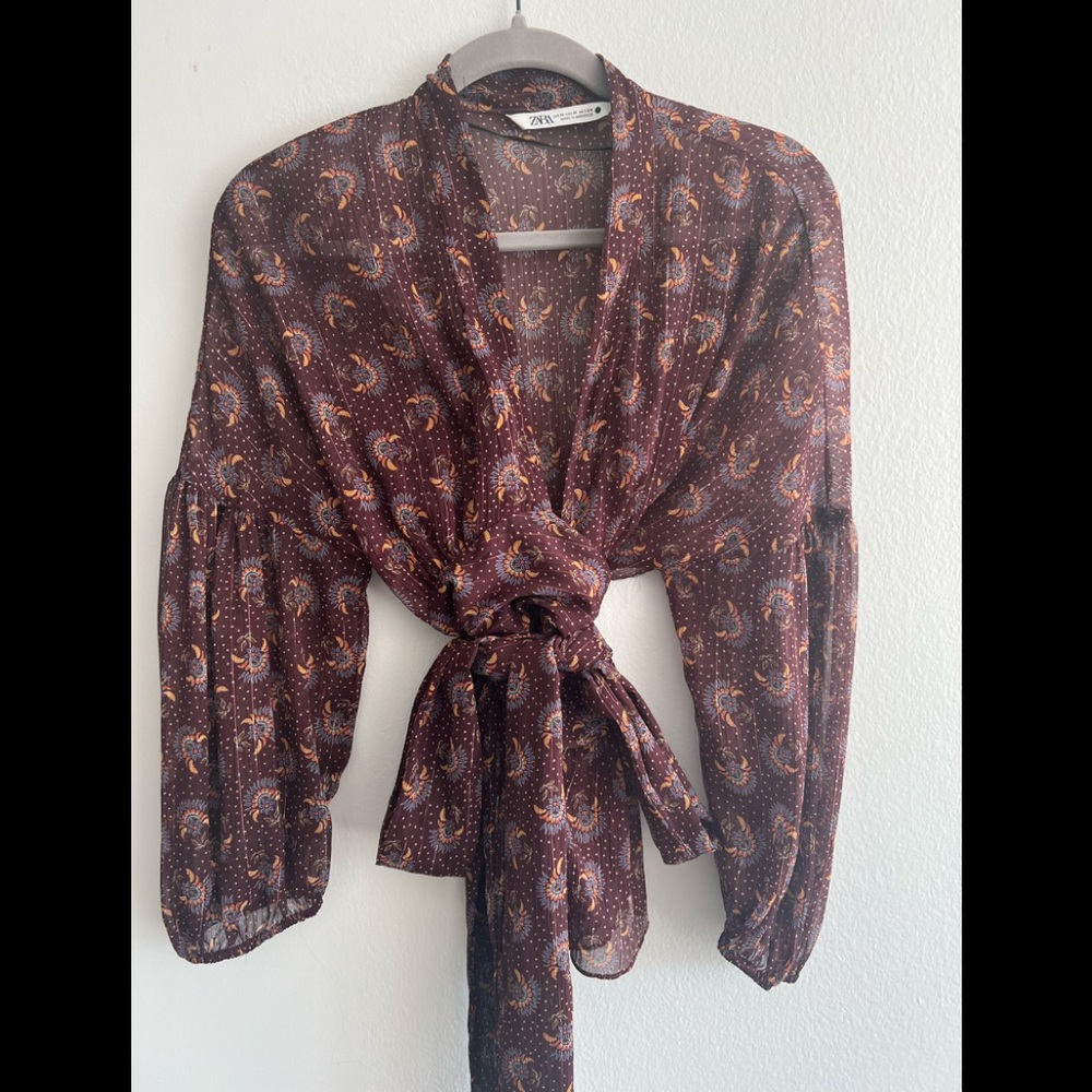 Bohemian wraparound Zara top Size M